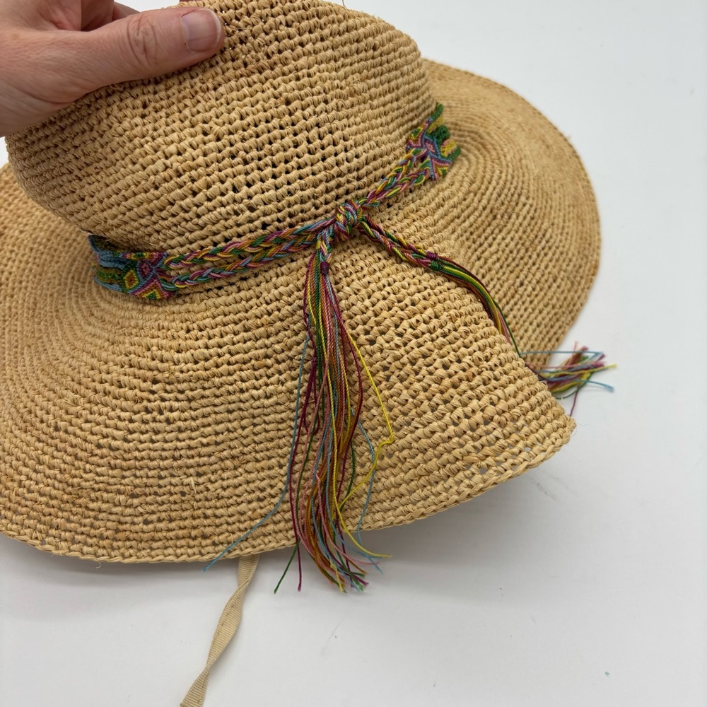 Flora Bella Floppy Raffia Sun Hat with Colorful Woven Band - Picture 4 of 7
